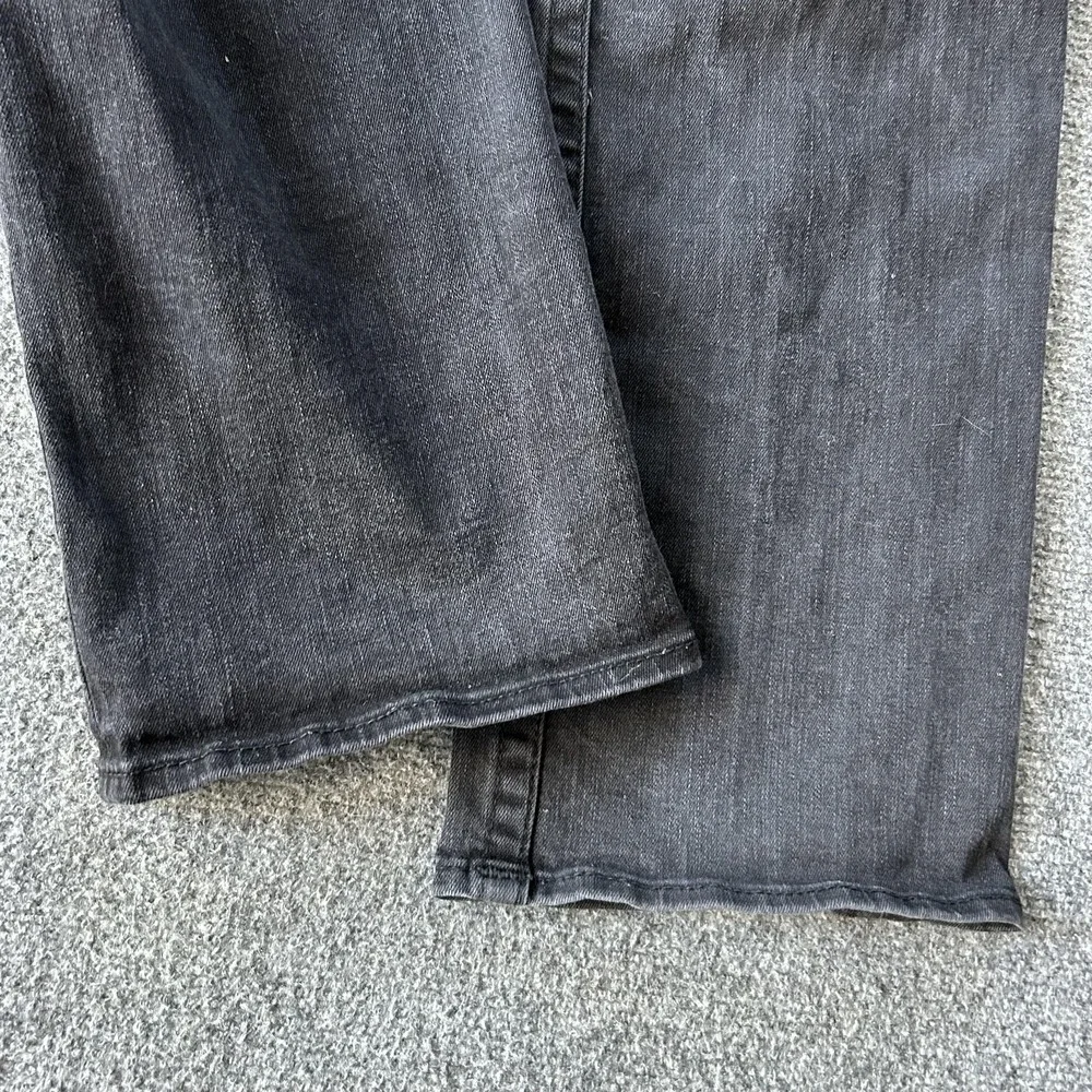 True Religion Ricky Relaxed Straight Jeans Mens 36x33 Black Rinse Flap‎ Pockets